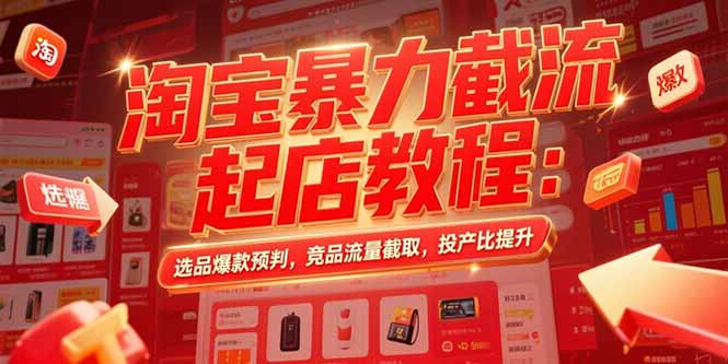 淘宝暴力截流起店教程：选品爆款预判，竞品流量截取，投产比提升-庄子聊项目