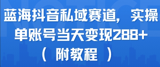 蓝海抖音私域赛道，实操单账号当天变现288+(附教程)-庄子聊项目