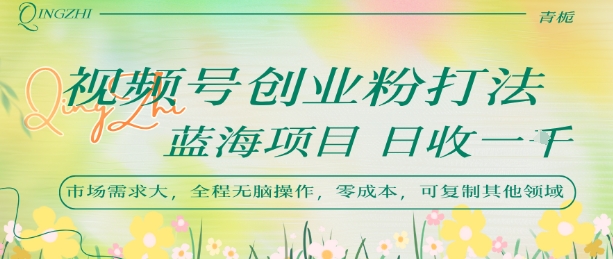 视频号创业粉打法，日入1k，蓝海项目，市场需求大，全程无脑操作，可复制-庄子聊项目
