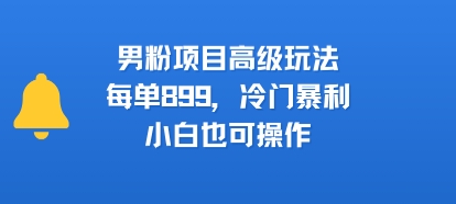 男粉项目高级玩法，每单899，冷门暴利，小白也可操作-庄子聊项目