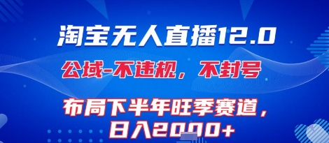 淘宝无人直播12.0，不封号，不违规，布局下半年旺季赛道，日入1k+(独家技术)【揭秘】-庄子聊项目