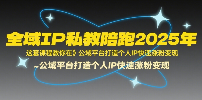 全域IP私教陪跑2025年，这套课程教你在公域平台打造个人IP快速涨粉变现-庄子聊项目