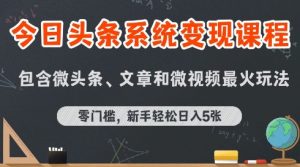 今日头条AI玩法系统课程,最新前沿变现玩法拆解,零门槛,新手轻松日入5张-庄子聊项目