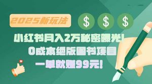 小红书月入2万秘密曝光！绝版图书项目，一单就赚99元！-庄子聊项目