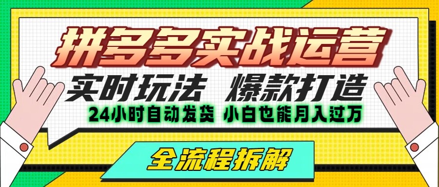 拼多多最新实战运营高投产：长久稳定项目，单店利润一天三位数-庄子聊项目