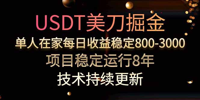 USDT美刀掘金，单人每日收益800-3000，稳定运行8年-庄子聊项目