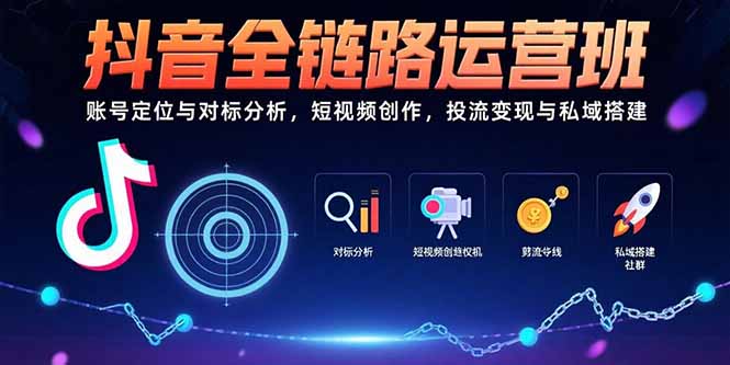 抖音全链路运营班：账号定位与对标分析，短视频创作，投流变现与私域搭建-庄子聊项目