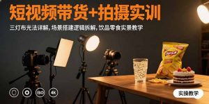 短视频带货+拍摄实训：三灯布光法详解,场景搭建逻辑拆解,饮品零食实景教学-庄子聊项目