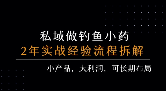私域做钓鱼小药 每单利润3张+ 详细流程拆解-庄子聊项目