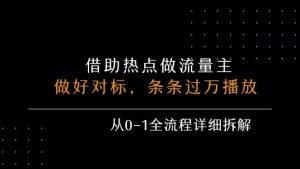 借力热点,乘顺风车玩流量主,条条过万播放, 每月收益5k+,从0-1全流程详细拆解-庄子聊项目