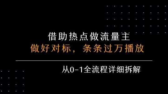 借力热点，乘顺风车玩流量主，条条过万播放， 每月收益5k+，从0-1全流程详细拆解-庄子聊项目