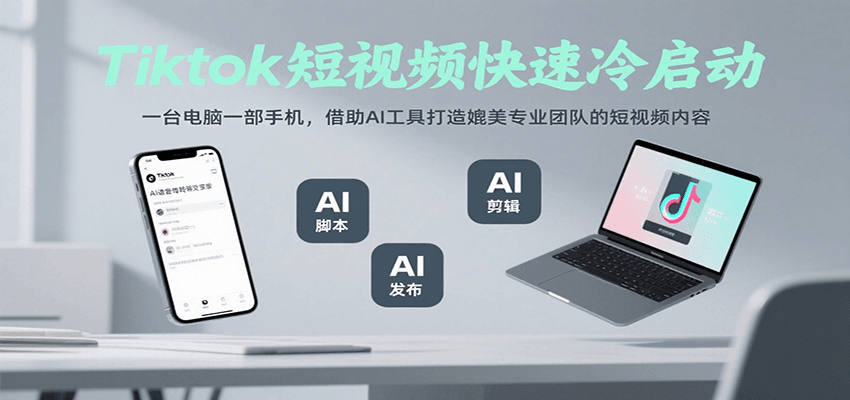 Tiktok短视频快速冷启动，一台电脑一部手机，借助AI工具打造媲美专业团队的短视频内容-庄子聊项目