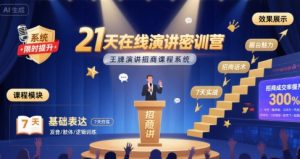 21天在线演讲密训营，王牌演讲招商课程系统-庄子聊项目