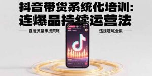 抖音带货系统化培训:连爆品持续运营法,直播流量承接策略,违规避坑全集-庄子聊项目