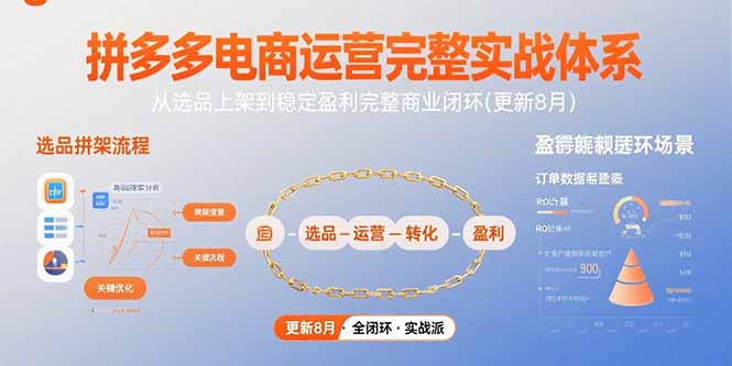 拼多多电商运营完整实战体系，从选品上架到稳定盈利完整商业闭环(更新8月-庄子聊项目