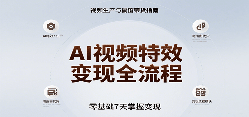 AI视频特效变现全流程，零基础7天掌握视频生产到橱窗带货变现-庄子聊项目