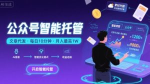 【公众号托管 】我提供文章，你复制发布，每天10分钟，最高躺入1W【揭秘】-庄子聊项目