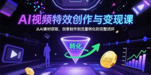 AI视频特效创作与变现课：从AI素材获取、创意制作到流量转化的完整闭环-庄子聊项目