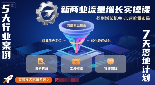 新商业流量增长实操课，找到增长机会，加速流量布局-庄子聊项目