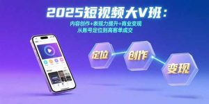 2025短视频大V班：内容创作+表现力提升+商业变现 从账号定位到高客单成交-庄子聊项目