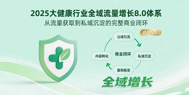 2025大健康行业全域流量增长8.0体系，从流量获取到私域沉淀的完整商业闭环-庄子聊项目