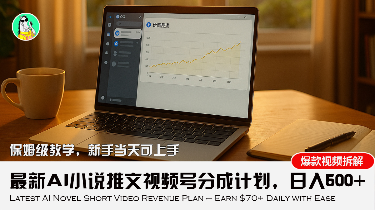 最新AI小说推文视频号分成计划，新手小白也能当天日入500+教程-庄子聊项目
