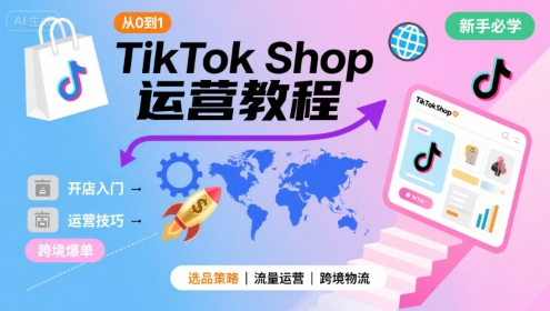 TikTok Shop从0到1运营教程，TikTok跨境电商新手必学课程-庄子聊项目