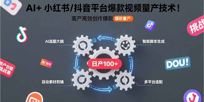 AI+小红书/抖音平台爆款视频量产技术：高产高效创作爆款视频！-庄子聊项目