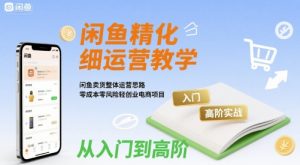 闲鱼精细化运营入门+高阶实战教学,闲鱼卖货整体运营思路,零成本零风险轻创业电商项目-庄子聊项目