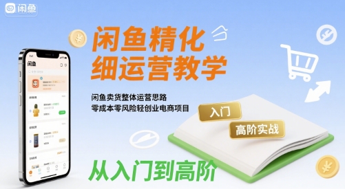 闲鱼精细化运营入门+高阶实战教学，闲鱼卖货整体运营思路，零成本零风险轻创业电商项目-庄子聊项目
