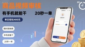 随时随地做！商品视频审核，有手机就能干，20 秒一单，单日轻松 4张+【揭秘】-庄子聊项目