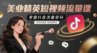 美业精英短视频流量课，掌握抖音流量密码，天天有询单，条条有转化-庄子聊项目