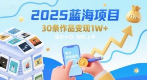 2025蓝海项目30条作品 变现1w+ 有手就能操作适合小白做-庄子聊项目