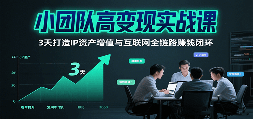小团队高变现实战课，3天打造IP资产增值与互联网全链路赚钱闭环(第二期)-庄子聊项目