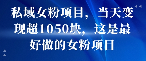 私域女粉项目，当天变现超1k，这是最好做的女粉项目，可放大操作-庄子聊项目