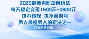 2025最新男粉项目玩法每天变现1k+也不违规也不会封号男人最懂男人的玩法-庄子聊项目