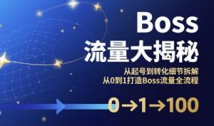 Boss流量大揭秘,从起号到转化细节拆解,从0到1打造Boss流量全流程-庄子聊项目