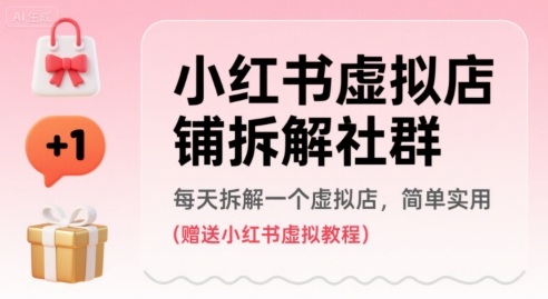 小红书虚拟店铺拆解社群，每天拆解一个虚拟店，简单实用(赠送小红书虚拟教程)-庄子聊项目