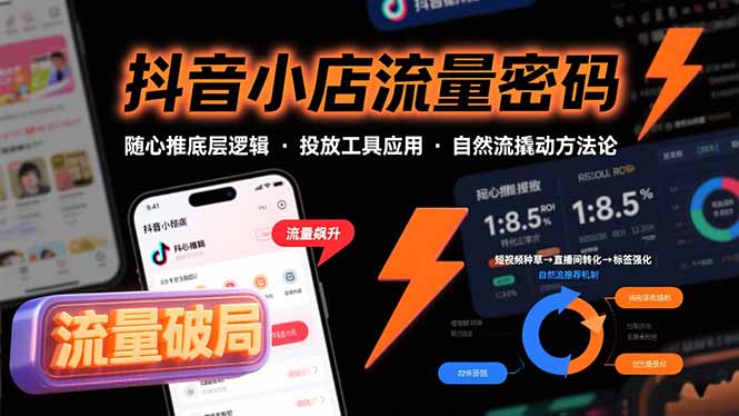 抖音小店流量密码，随心推底层逻辑，投放工具应用，自然流撬动核心方法论-庄子聊项目