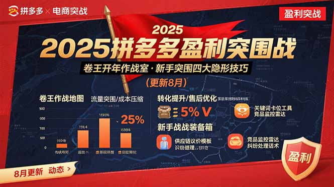 2025拼多多盈利突围战：卷王开年作战室，新手突围四大隐形技巧(更新8月-庄子聊项目