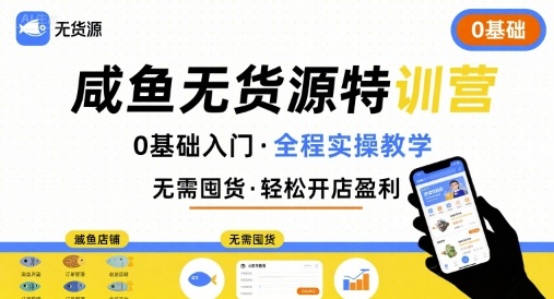 无货源特训营，0基础带你玩转咸鱼无货源-庄子聊项目