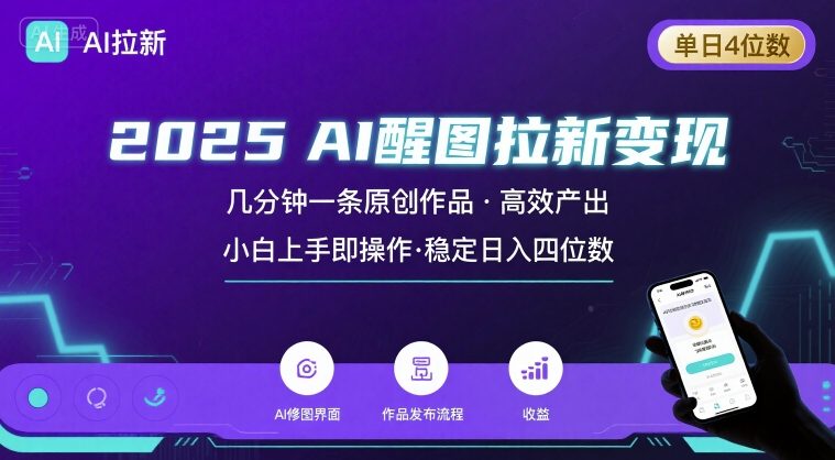 2025最强AI醒图拉新，几分钟一条原创作品，单日收入4位数，小白也能上手操作-庄子聊项目