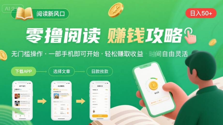 零撸阅读新风口，无门槛轻松挣，一部手机，日入 50-3张【揭秘】-庄子聊项目