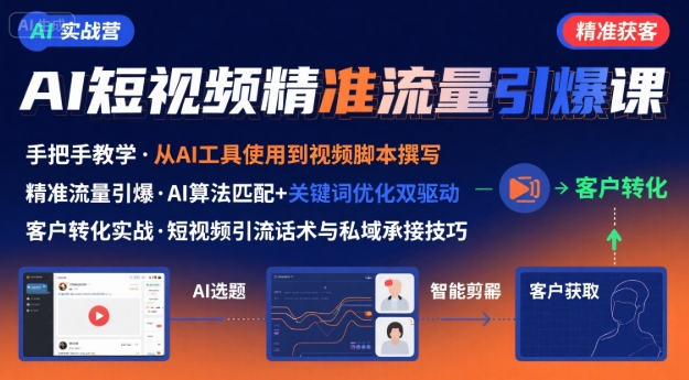 AI+短视频引爆精准客户实战营，手把手教你引爆Ai短视频精准流量-庄子聊项目