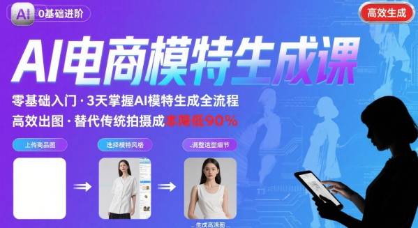 AI模特进阶课程，0基础高效生成逼真电商模特图-庄子聊项目