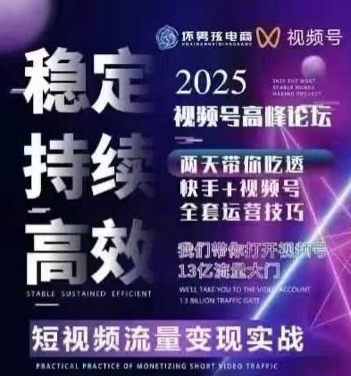 坏男孩电商视频号7月1号线下课，视频号短引、精细化模型打法，三频共振，无人，快手全站精细化运营-庄子聊项目