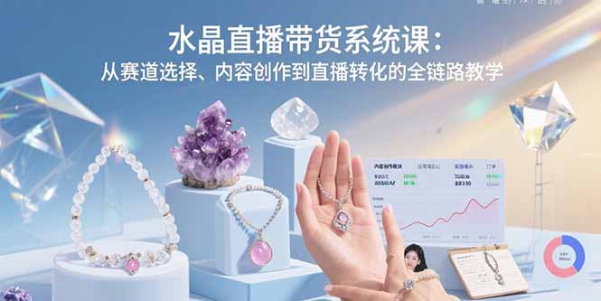 水晶直播带货系统课：从赛道选择、内容创作到直播转化的全链路教学-庄子聊项目
