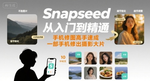 Snapseed从入门到精通，手机修图高手速成，一部手机就能修出摄影大片-庄子聊项目