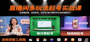 直播间多玩法起号实战课:含绿幕搭建、选品排品,自然流/微付费起号及违规调整技巧-庄子聊项目