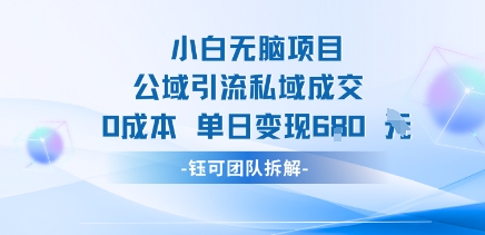 小白无脑项目公域引流私域成交0成本单日变现680米-庄子聊项目